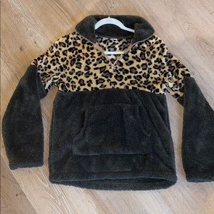 Cheetah+Green Quarter Zip
